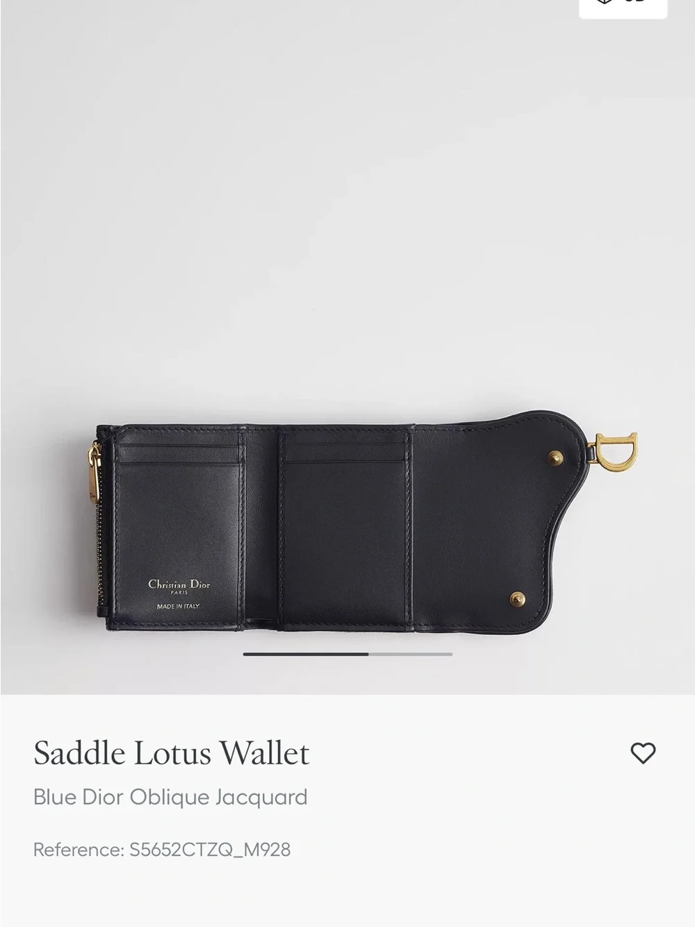 Dior Small Trifold Wallet in Navy with Gold Hardware
